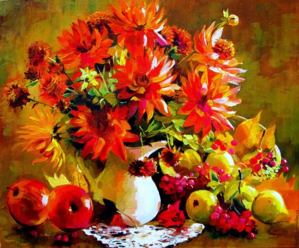 Живопись осенние букеты цветов