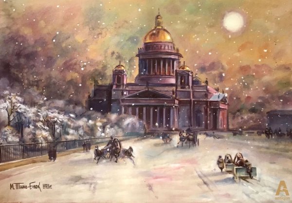 Исаакиевский собор акварель 19 век