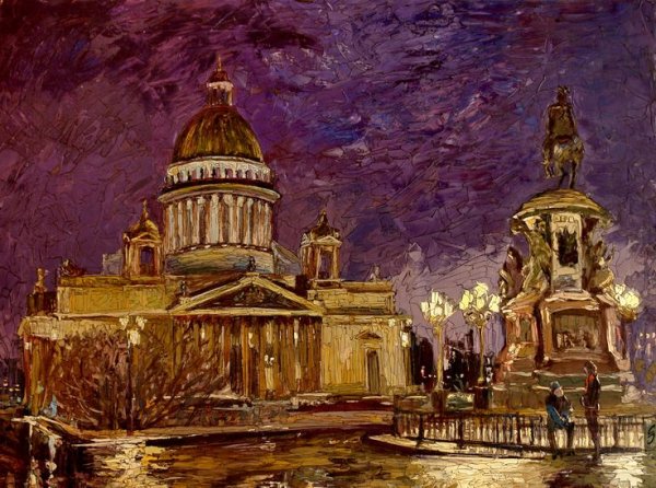 Ночной Исаакиевский собор картина