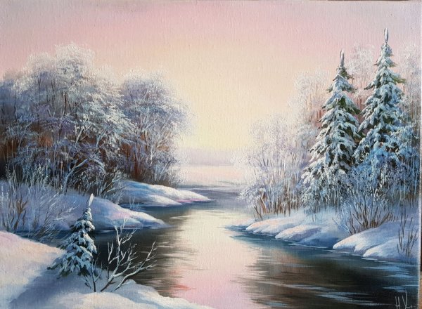 Картины маслом зима