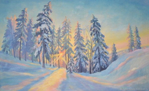 Картина зимнее утро