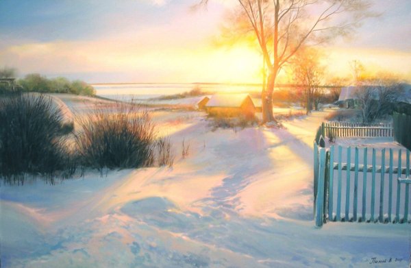 Художник: Вячеслав палачев.зимний пейзаж.