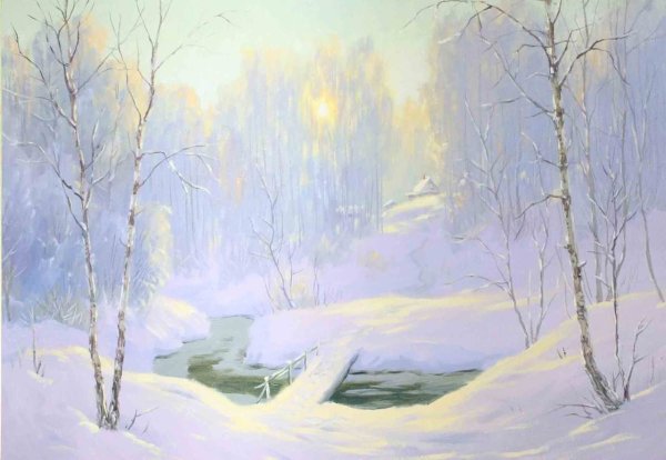 Художник Кольцова Яна зимний пейзаж