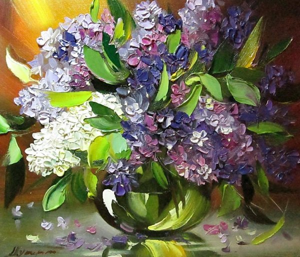 Живопись сирень мастихином