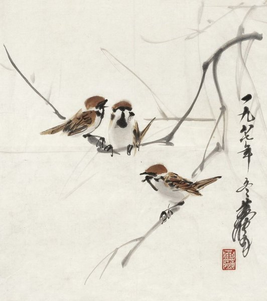 Гохуа китайская живопись цветы птицы бамбук