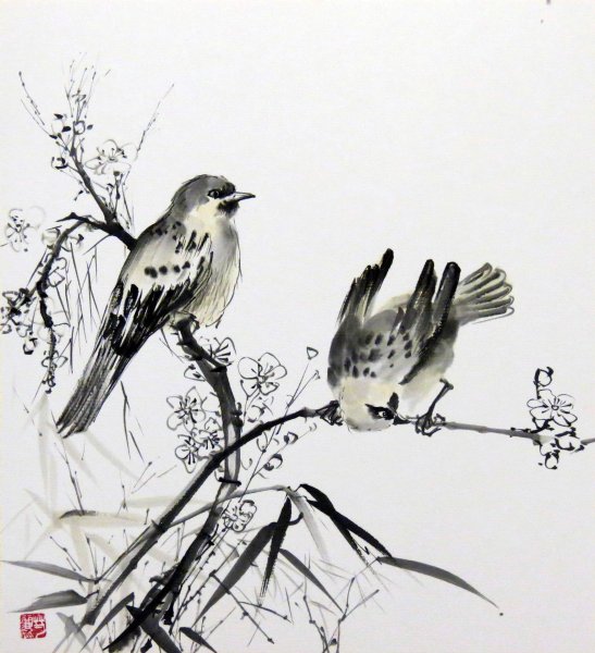 Китайская Средневековая живопись цветы и птицы