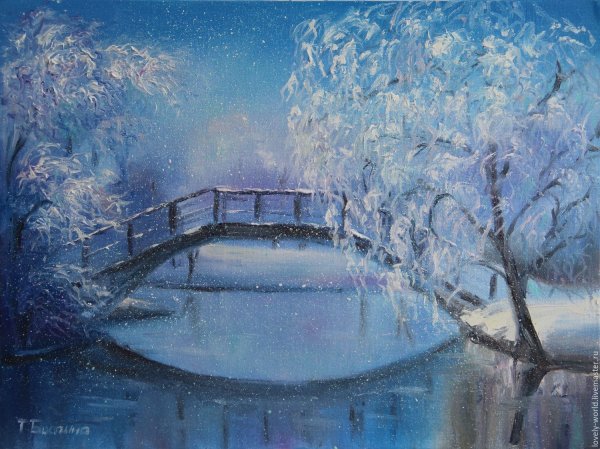 Зимний пейзаж маслом для начинающих