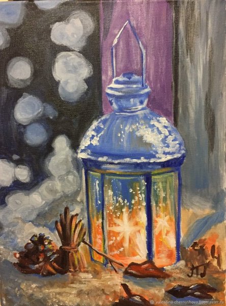 Новый год живопись акрил