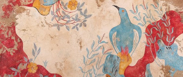 Фреска синяя птица Кносский дворец