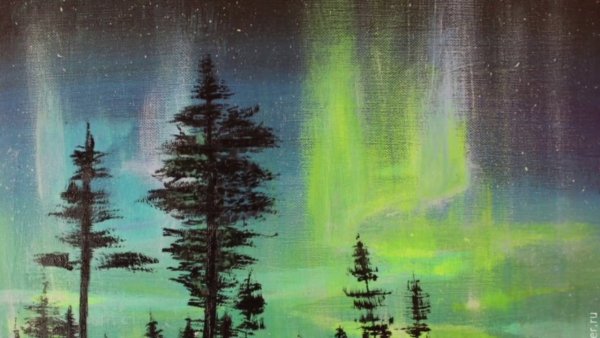 Правополушарная живопись Северное сияние