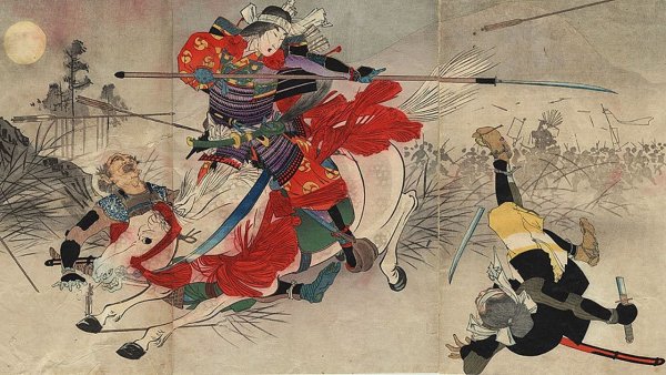 Японская живопись тушью Самурай