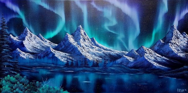 Северное сияние пастелью