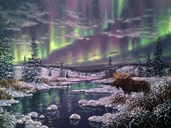 Батик Северное сияние