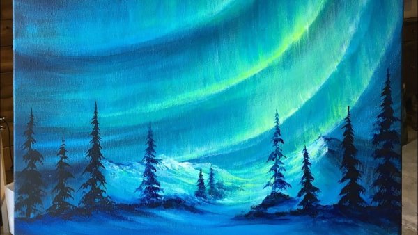 Северное сияние акварелью