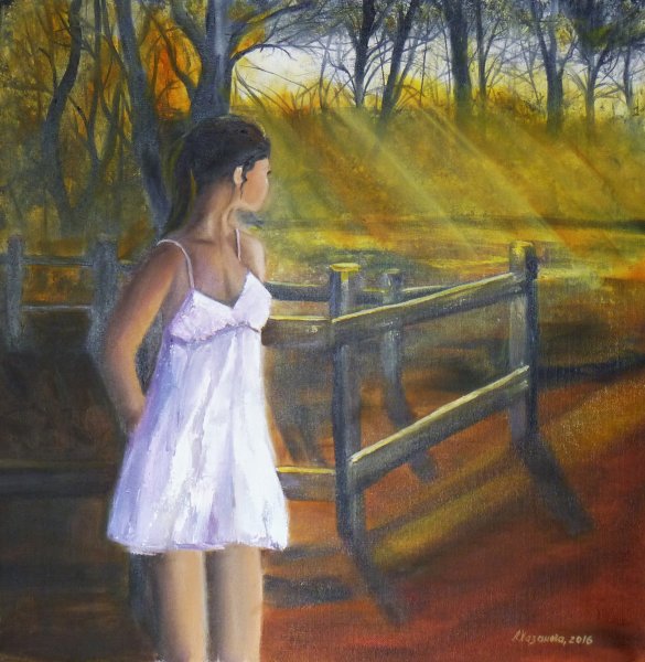 Картина ожидание холст масло