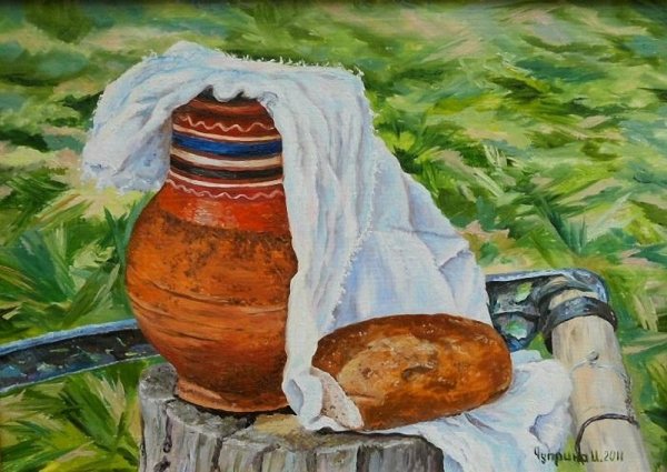 Этюд Крынки акварелью