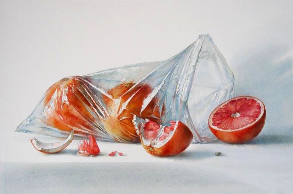Елена Базанова акварель фрукты