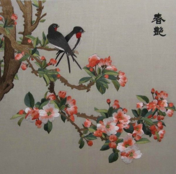 Китайская живопись ветка Сакуры