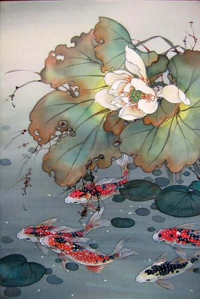 Китайская живопись акварелью по шелку