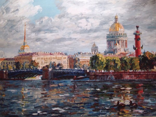 Васильевская стрелка Санкт-Петербург живопись