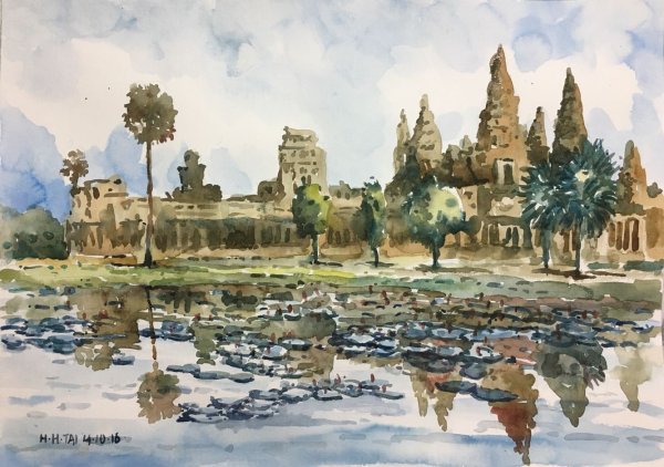 Ангкор ват акварель