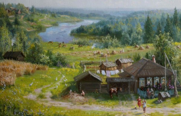 Летние пейзажи маслом живопись деревня Владимир Жданов