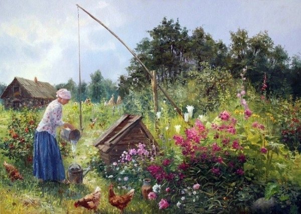 Летние пейзажи маслом живопись деревня Владимир Жданов