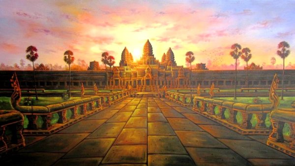 Ангкор ват акварель
