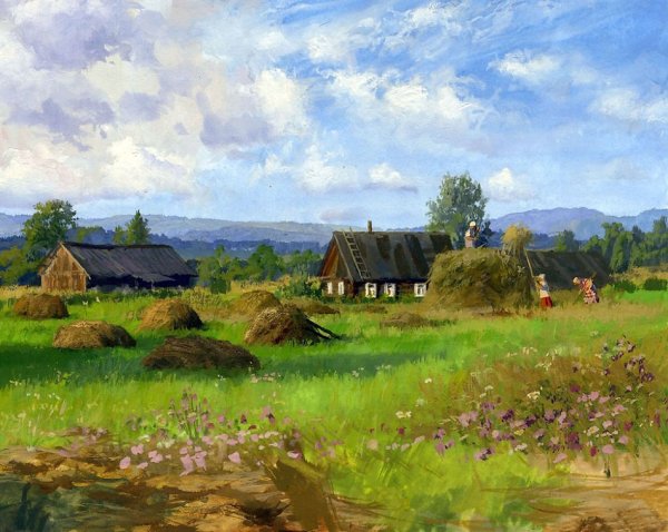 Художник Владимир Жданов картины деревни сенокос