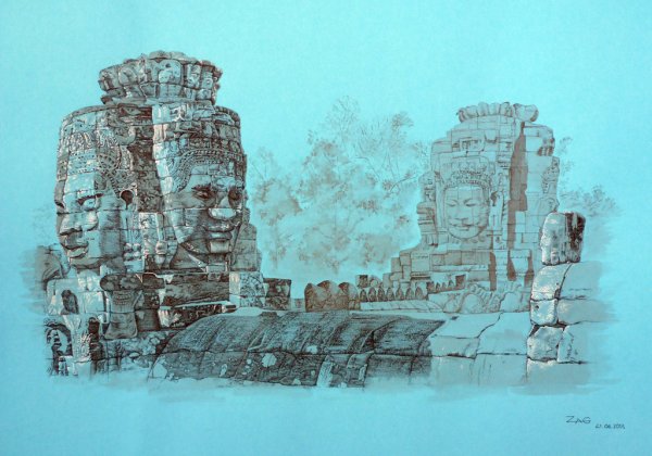 Ангкор ват акварель