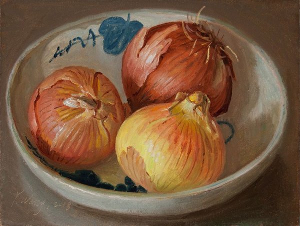 Как написать маслом лук