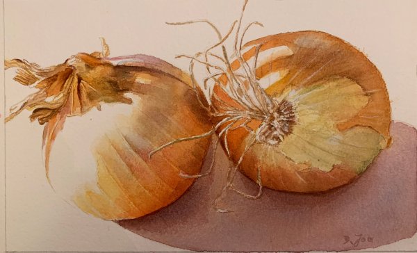 Лук акварелью