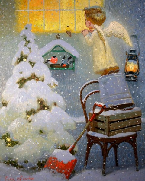 Новогодние сюжеты акварелью