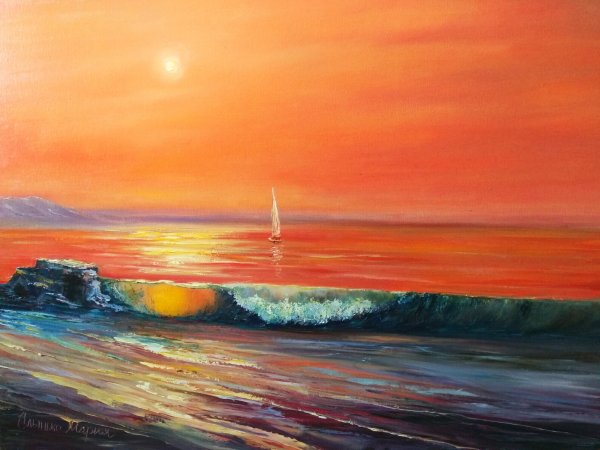 Живопись мастихином море Восход