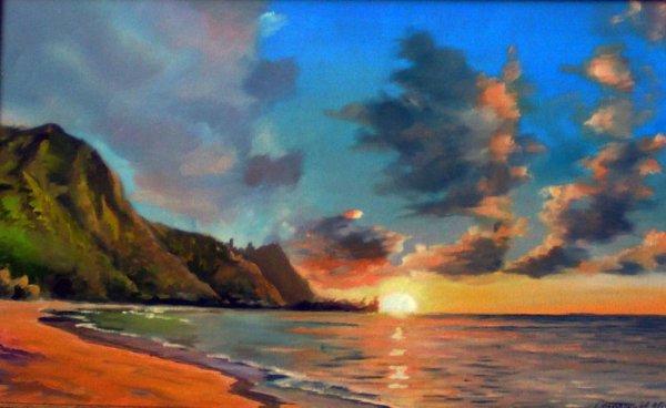 Живопись "закат на море" 4 класс