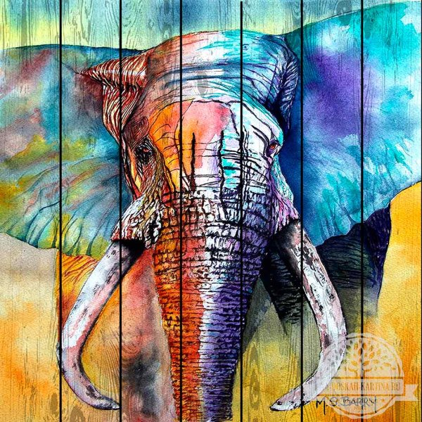 Слоны акварелью