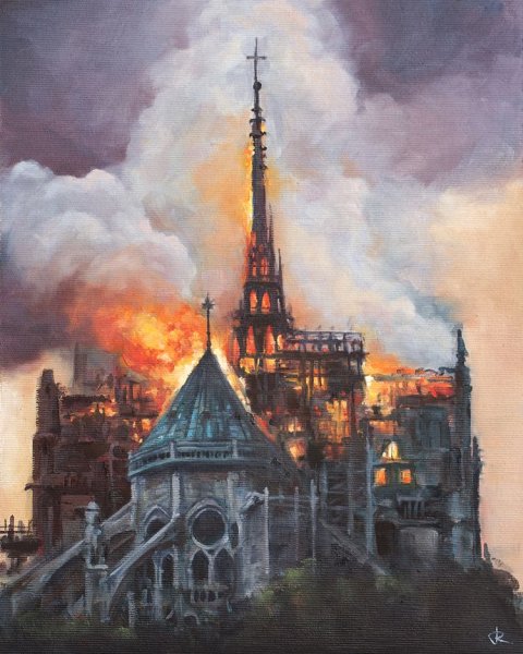 Горящий Нотр дам рисунок