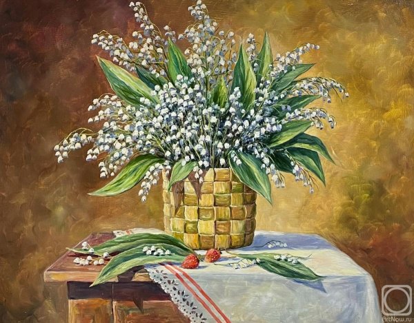 Ландыши в корзине живопись