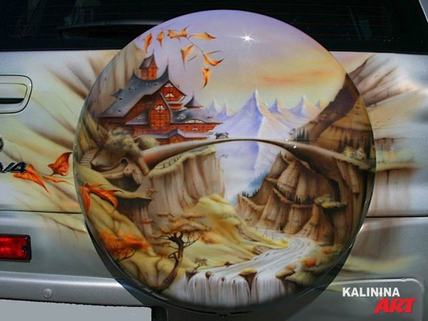 Аэрография пейзаж на авто