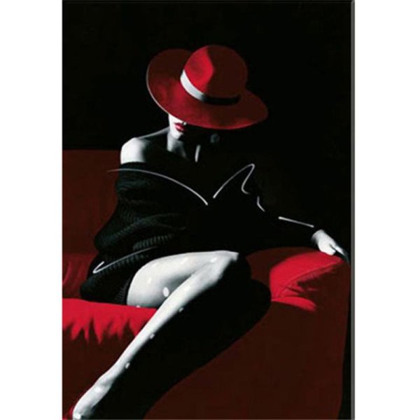 Девушка в красной шляпе картина