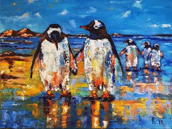 Пингвины живопись