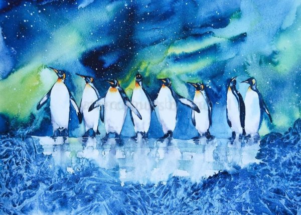 Пингвины живопись