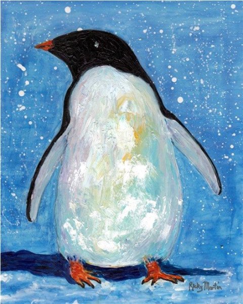 Пингвиненок акварелью