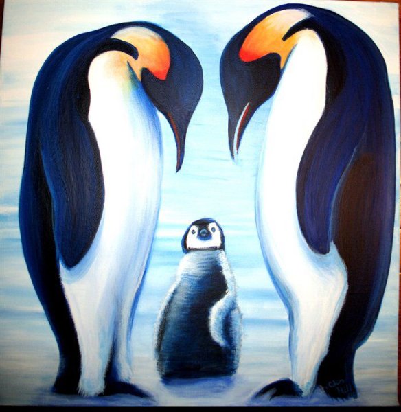 Рисование пингвины в Антарктиде