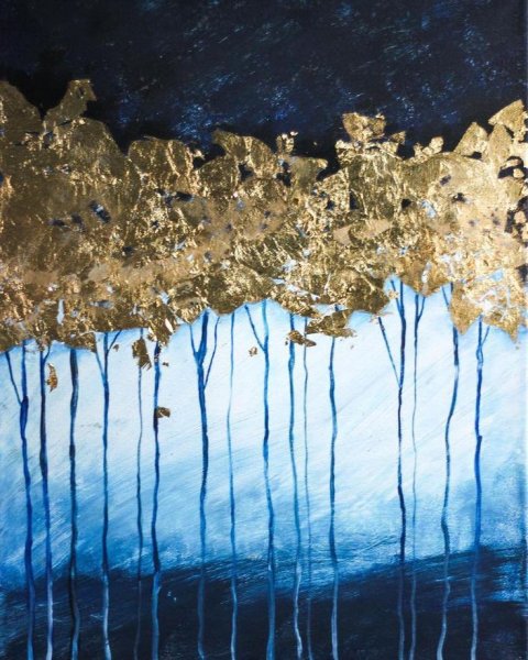 Абстрактная живопись с золотой поталью