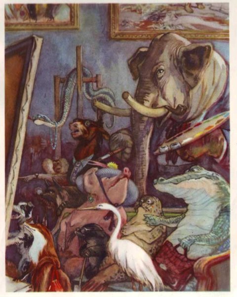 Слон живописец иллюстрации