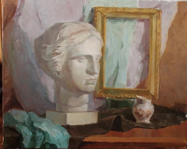 Натюрморт с гипсовой маской Академии художеств