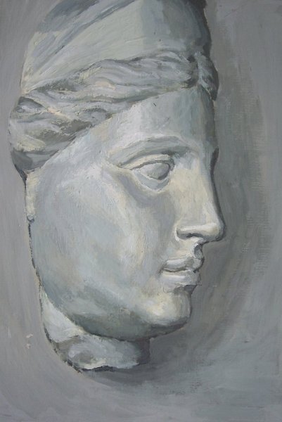 Академическая живопись гризайль с гипсовой головой