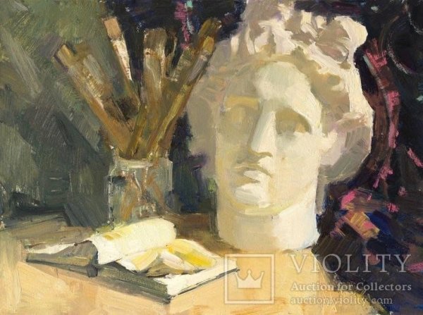 Гипсовая голова маслом