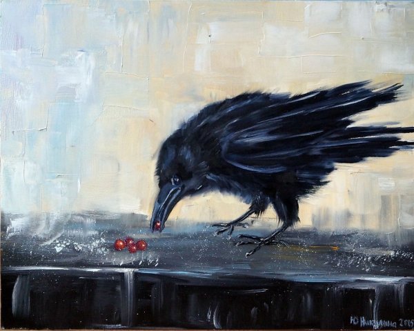 Ворон маслом